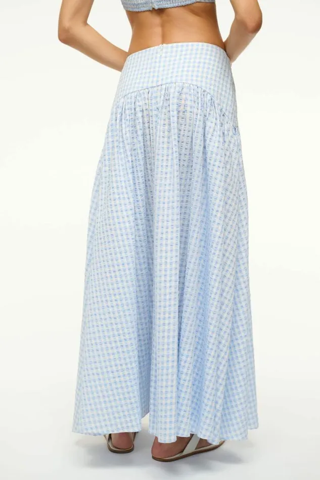 STAUD Swim PROCIDA COVERUP SKIRT Sky Gingham 8211 Women STAUD Swim PROCIDA COVERUP SKIRT Sky Gingham 8211 Women
