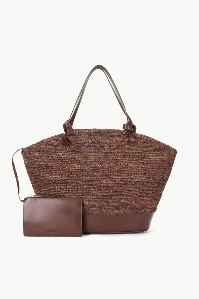 STAUD Swim SQUILLO RAFFIA TOTE Mahogany 8211 Women STAUD Swim SQUILLO RAFFIA TOTE Mahogany 8211 Women