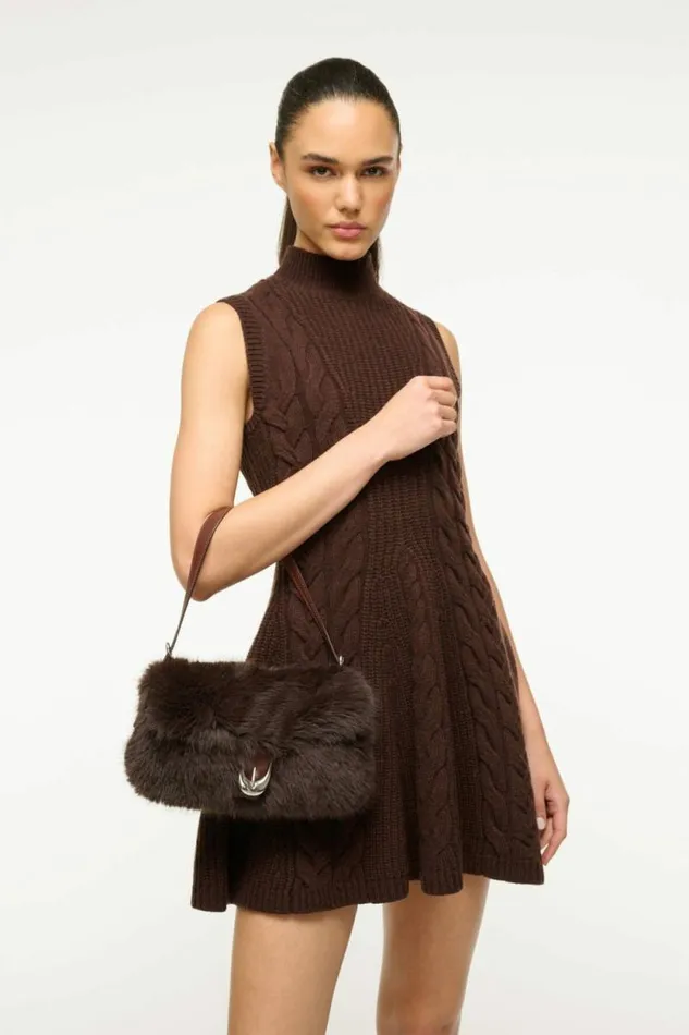 STAUD The Evening Edit HARLOW FAUX FUR BAG Espresso 8211 Women