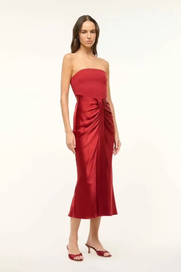 STAUD The Evening Edit MIDI WAYFARING DRESS Rouge 8211 Women STAUD The Evening Edit MIDI WAYFARING DRESS Rouge 8211 Women