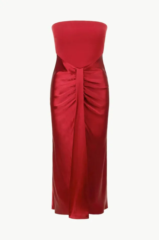 STAUD The Evening Edit MIDI WAYFARING DRESS Rouge 8211 Women STAUD The Evening Edit MIDI WAYFARING DRESS Rouge 8211 Women