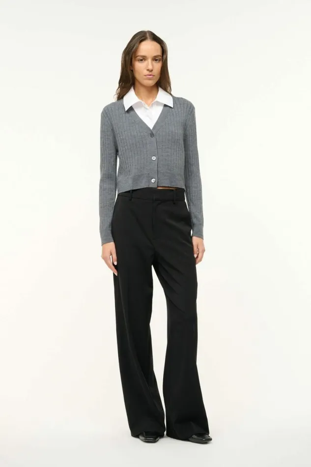 STAUD The Knit Shop WALLIS SWEATER Charcoal White 8211 Women