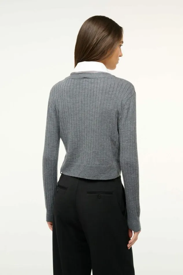 STAUD The Knit Shop WALLIS SWEATER Charcoal White 8211 Women