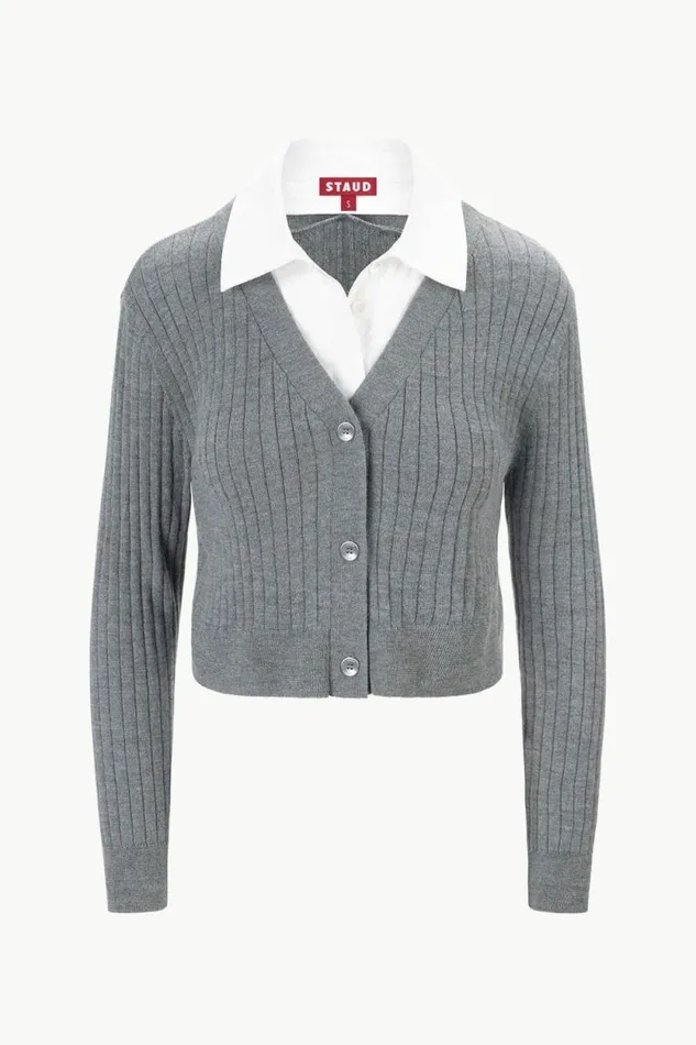 STAUD The Knit Shop WALLIS SWEATER Charcoal White 8211 Women