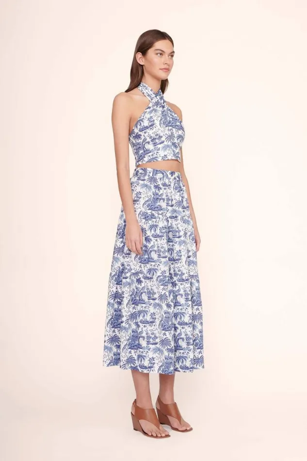 STAUD Tops SMOCKED KAI TOP Blue Toile 8211 Women STAUD Tops SMOCKED KAI TOP Blue Toile 8211 Women