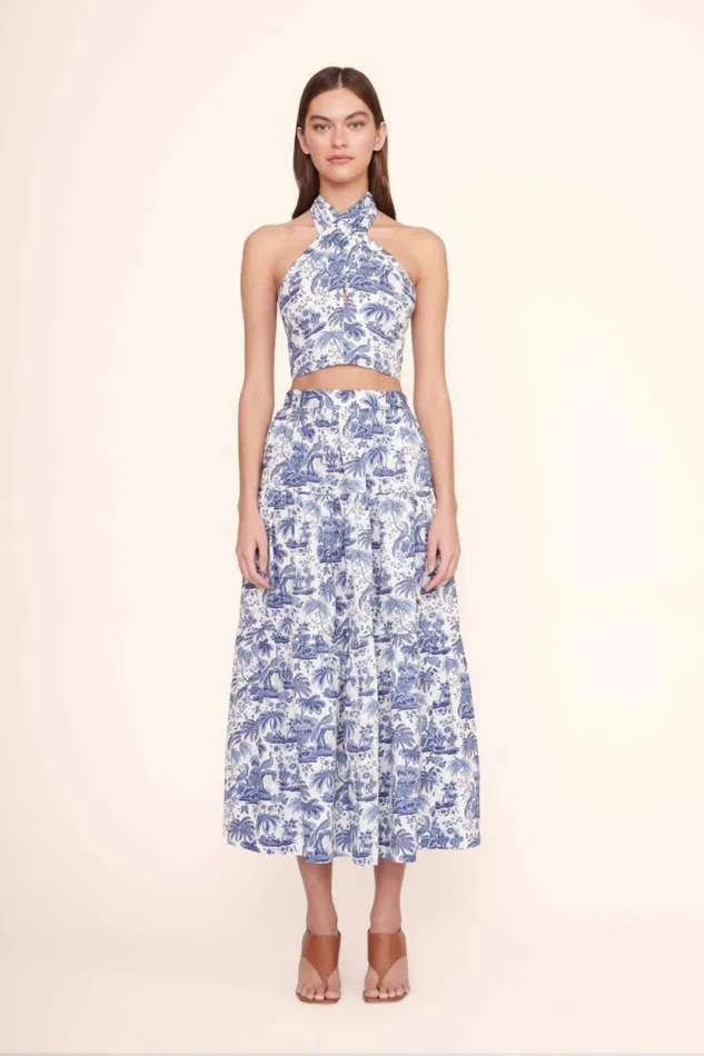 STAUD Tops SMOCKED KAI TOP Blue Toile 8211 Women STAUD Tops SMOCKED KAI TOP Blue Toile 8211 Women