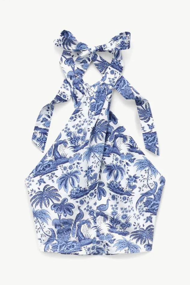 STAUD Tops SMOCKED KAI TOP Blue Toile 8211 Women STAUD Tops SMOCKED KAI TOP Blue Toile 8211 Women