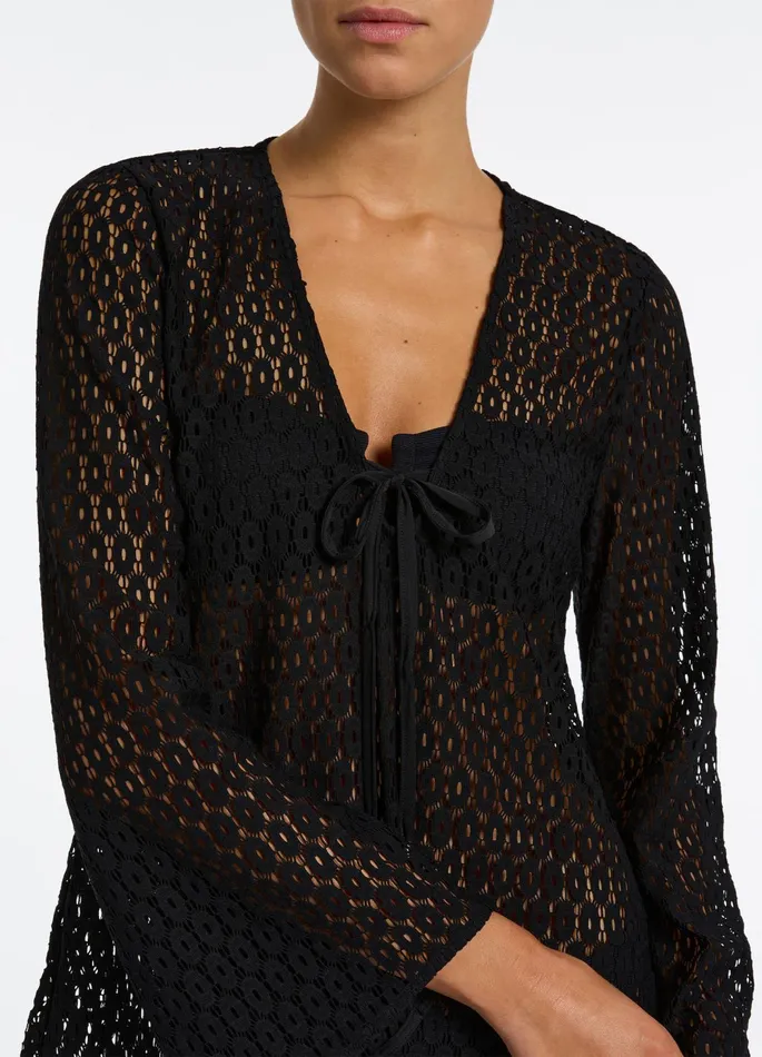 Stretch Lace Kaftan Black Women JETS Australia Dresses and Kaftans