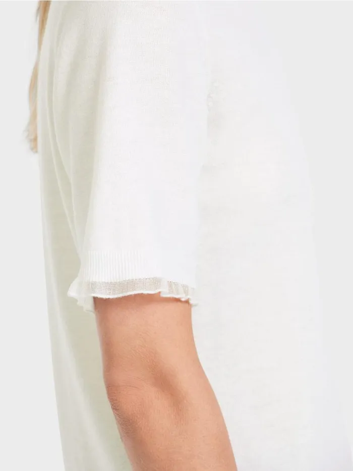 Strick Damen Marc Cain Sweater Mit Glitzer 034Rethink Together034 Offwhite