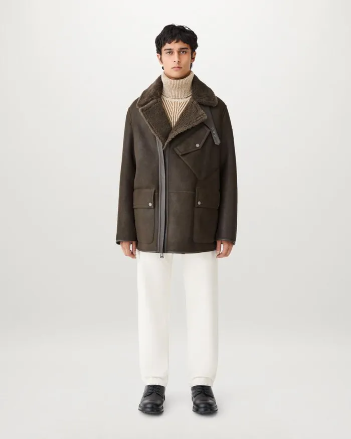 Suede and Shearling Jackets Men Belstaff Storm Coat Clay Brown