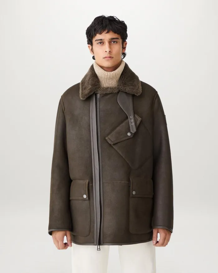 Suede and Shearling Jackets Men Belstaff Storm Coat Clay Brown
