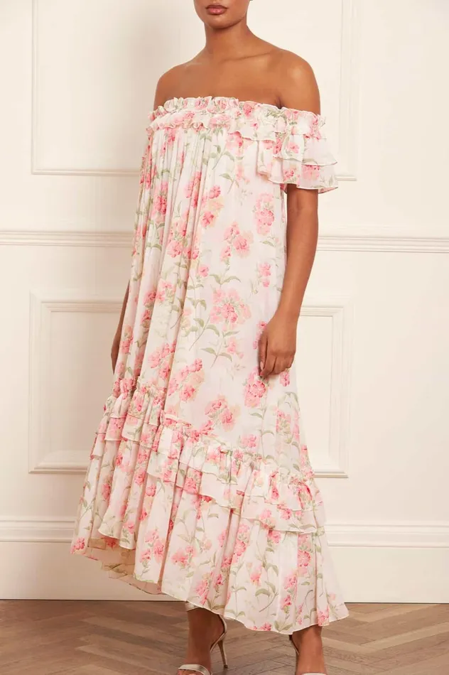 Summer Posy Aria Chiffon OffShoulder Ankle Gown Multi Women Needle and Thread Dresses