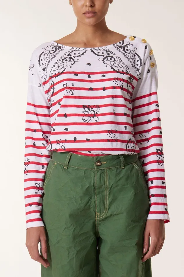 Sweatshirts Women Leon and Harper Thilla Paisley Tshirt Red