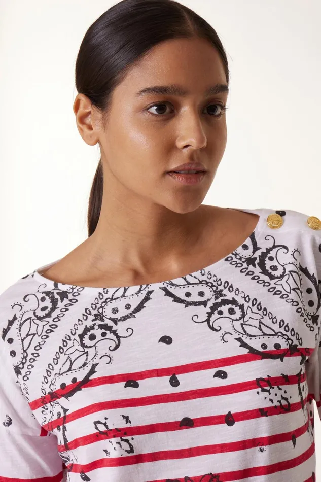 Sweatshirts Women Leon and Harper Thilla Paisley Tshirt Red