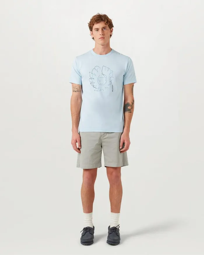 TShirts Men Belstaff Deconstructed Phoenix Graphic TShirt Sky Blue