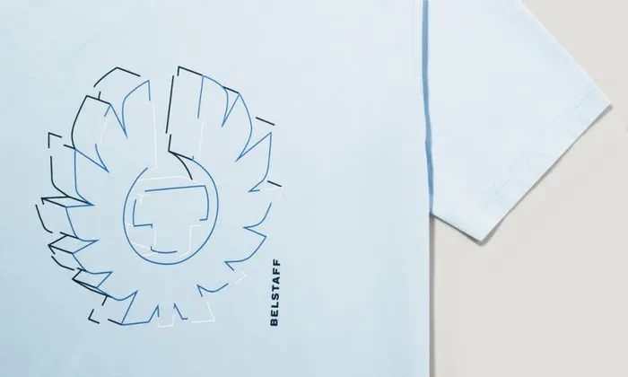 TShirts Men Belstaff Deconstructed Phoenix Graphic TShirt Sky Blue