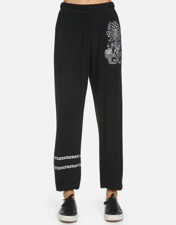 Tanzy Crystal Rocker Teddy Black Women039s Lauren Moshi Long Sweatpants