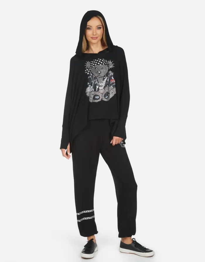 Tanzy Crystal Rocker Teddy Black Women039s Lauren Moshi Long Sweatpants