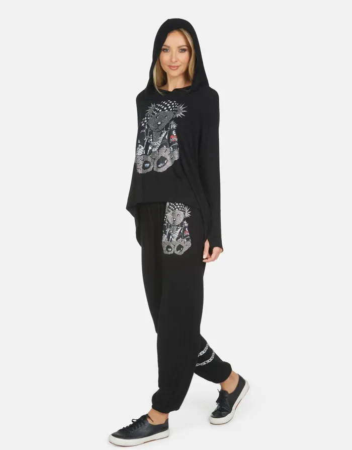 Tanzy Crystal Rocker Teddy Black Women039s Lauren Moshi Long Sweatpants