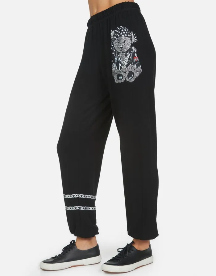Tanzy Crystal Rocker Teddy Black Women039s Lauren Moshi Long Sweatpants