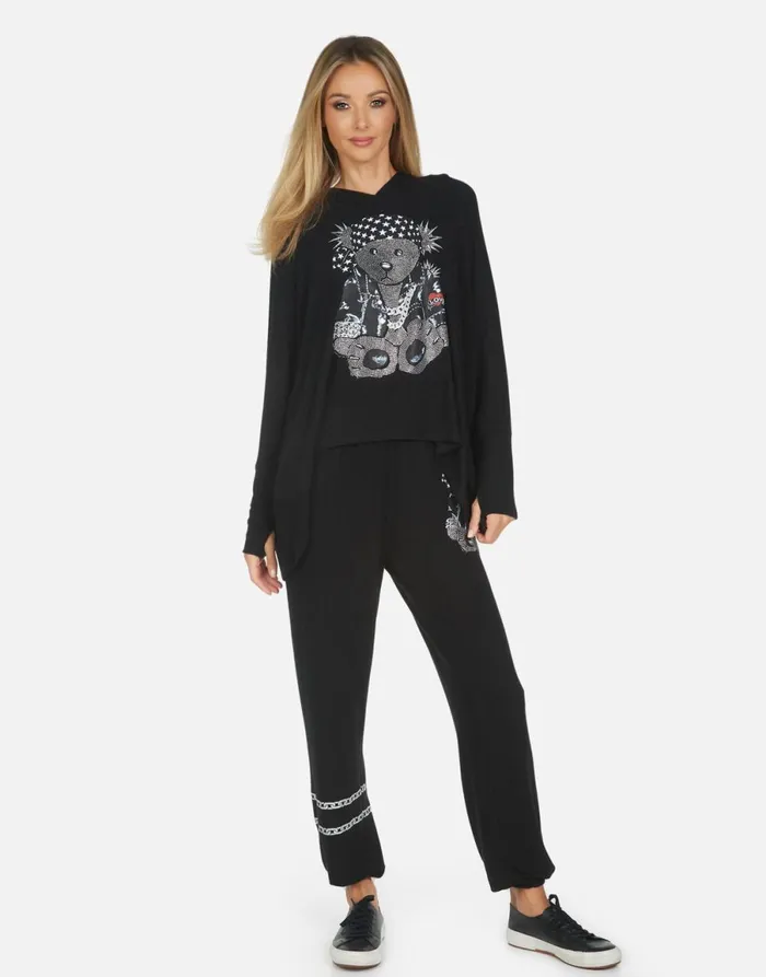 Tanzy Crystal Rocker Teddy Black Women039s Lauren Moshi Long Sweatpants