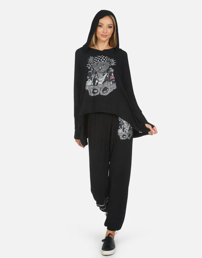 Tanzy Crystal Rocker Teddy Black Women039s Lauren Moshi Long Sweatpants