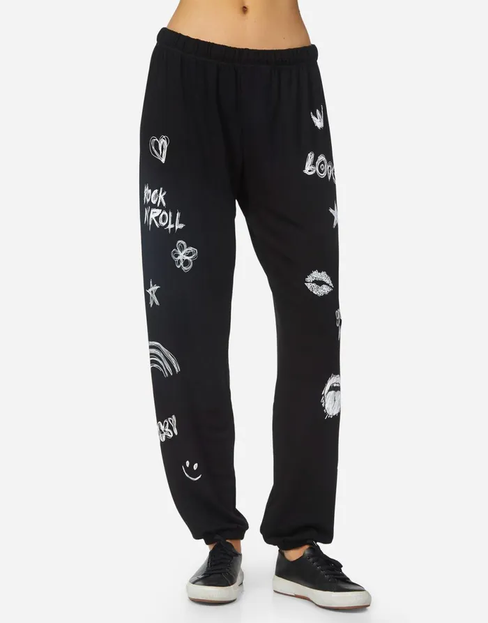 Tanzy Doodle Elements Black Women039s Lauren Moshi Long Sweatpants