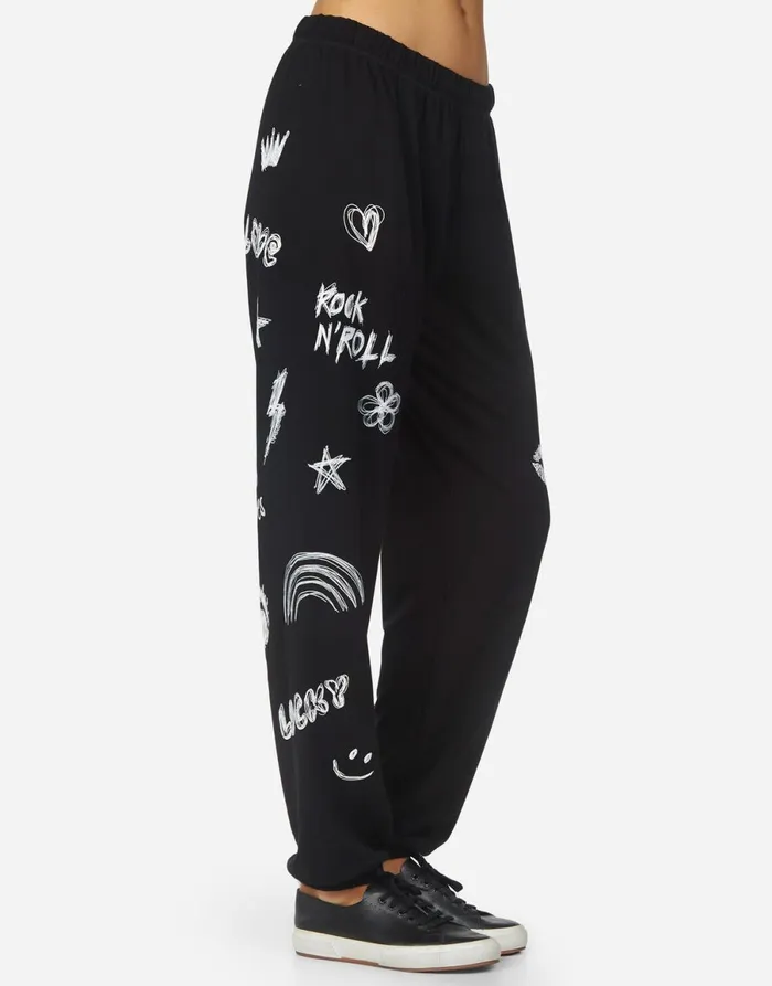 Tanzy Doodle Elements Black Women039s Lauren Moshi Long Sweatpants