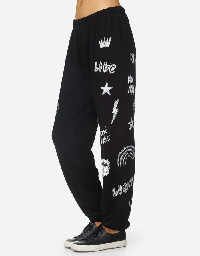 Tanzy Doodle Elements Black Women039s Lauren Moshi Long Sweatpants