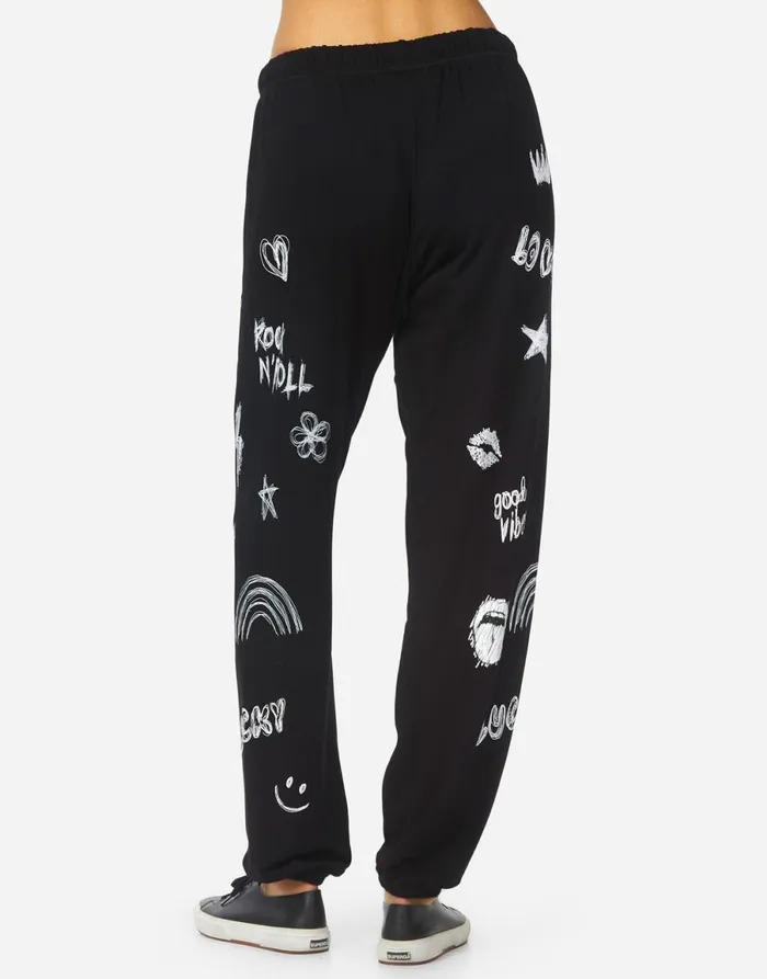 Tanzy Doodle Elements Black Women039s Lauren Moshi Long Sweatpants
