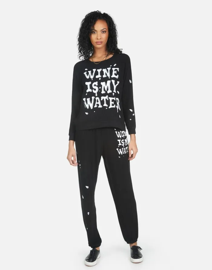 Tanzy Wine Is My Water Black Women039s Lauren Moshi Long Sweatpants