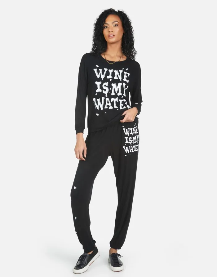 Tanzy Wine Is My Water Black Women039s Lauren Moshi Long Sweatpants