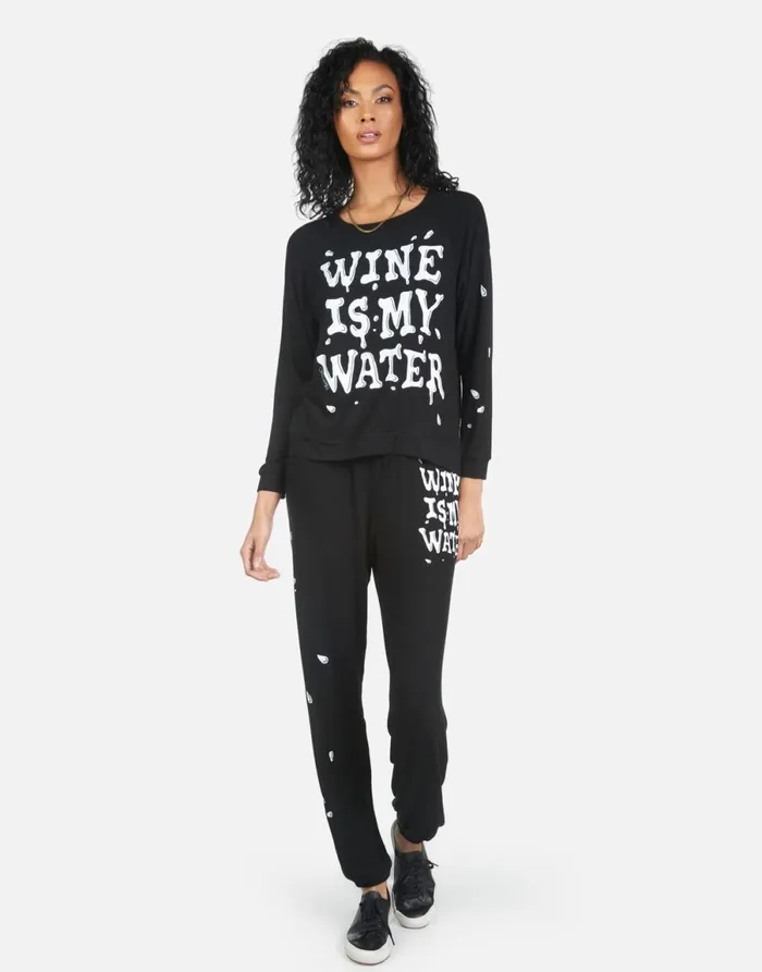 Tanzy Wine Is My Water Black Women039s Lauren Moshi Long Sweatpants