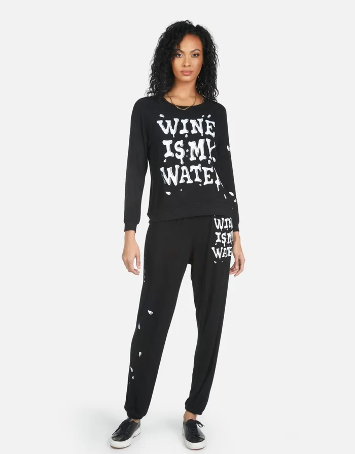 Tanzy Wine Is My Water Black Women039s Lauren Moshi Long Sweatpants
