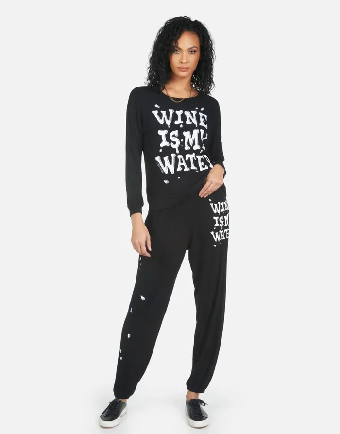 Tanzy Wine Is My Water Black Women039s Lauren Moshi Long Sweatpants