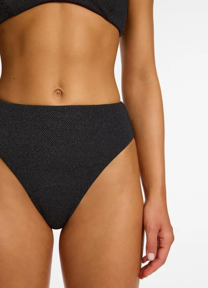 Tirari Nights High Waist High Leg Bikini Bottom Black Women JETS Australia High Waist Bikini Bottoms