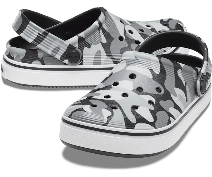 Toddler Off Court Camo Redux Clog Black White Kids Crocs Clogs