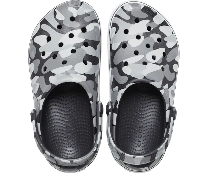 Toddler Off Court Camo Redux Clog Black White Kids Crocs Clogs