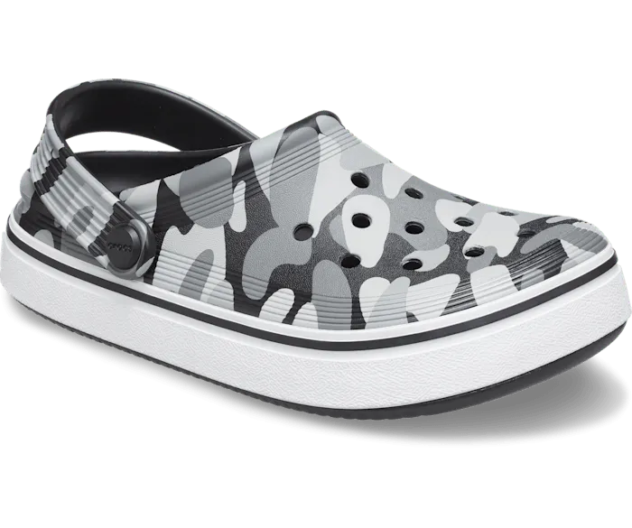 Toddler Off Court Camo Redux Clog Black White Kids Crocs Clogs