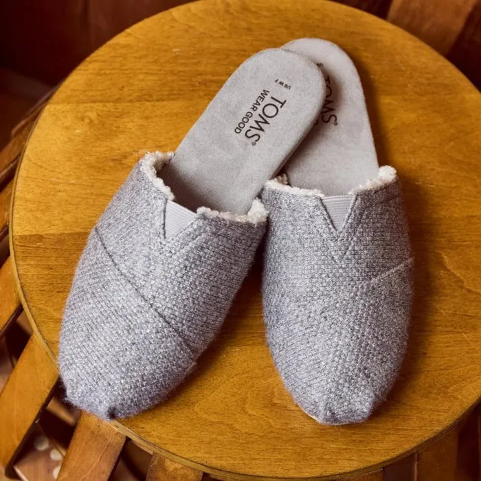 Toms Alpargatas Alpargata Mule Ultimate Grey Faux Shearling Sparkle Knit 8211 Women