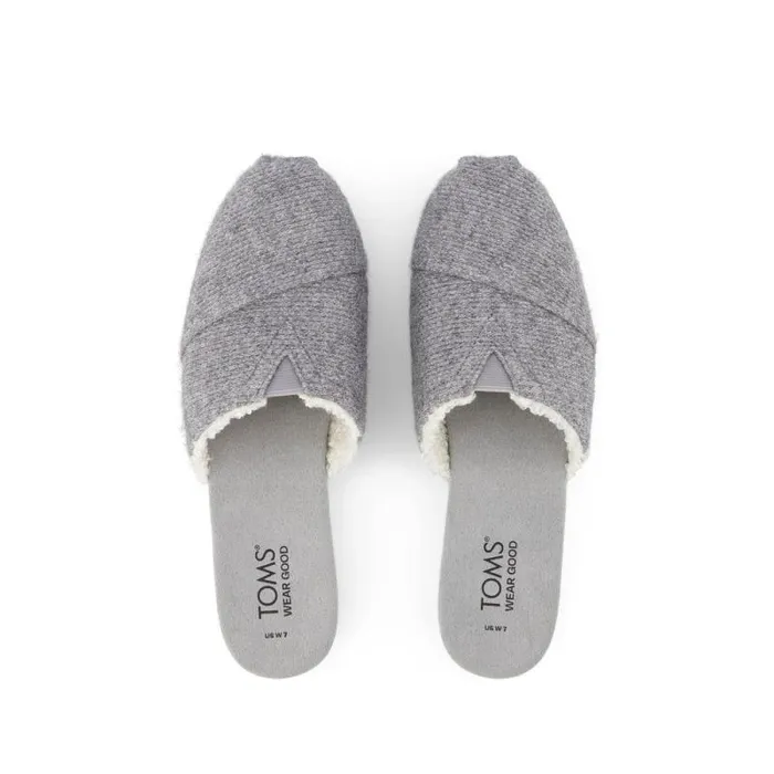 Toms Alpargatas Alpargata Mule Ultimate Grey Faux Shearling Sparkle Knit 8211 Women