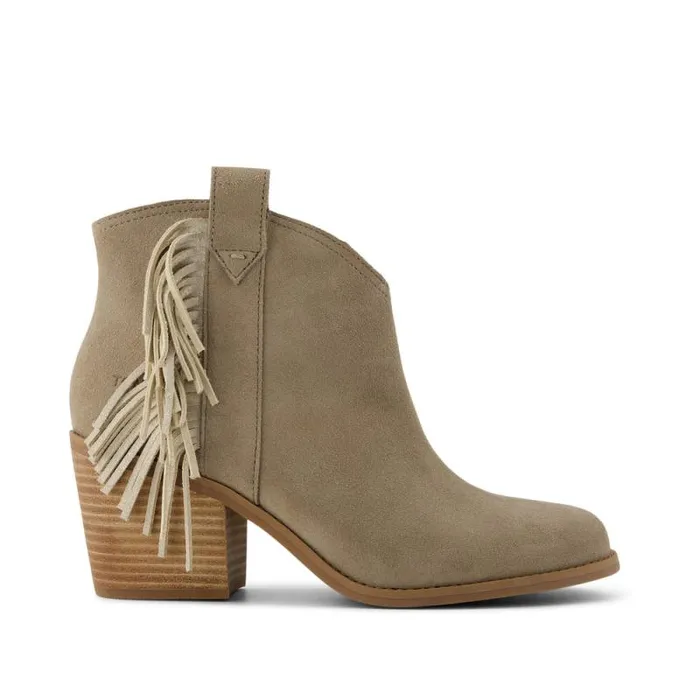 Toms Boots and Booties Constance Heeled Boot Fringe Natural 8211 Women