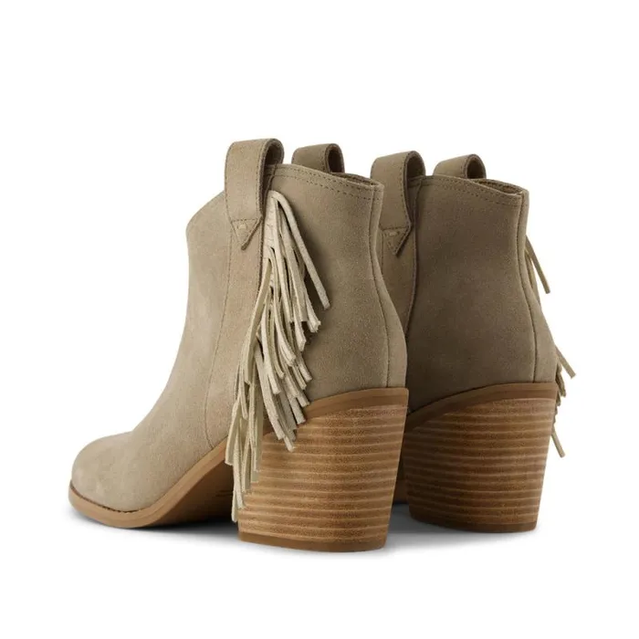 Toms Boots and Booties Constance Heeled Boot Fringe Natural 8211 Women