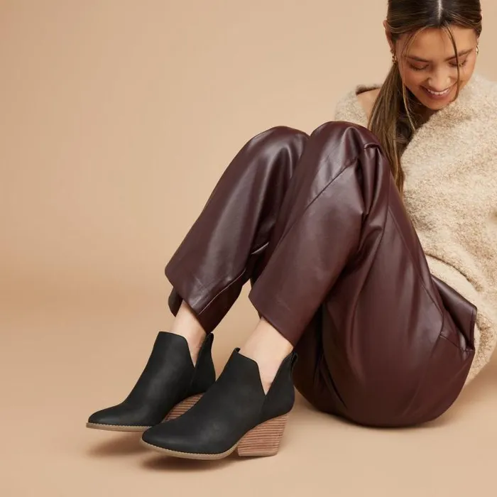 Toms Boots and Booties Eliza Heeled Boot Black Nubuck Leather 8211 Women