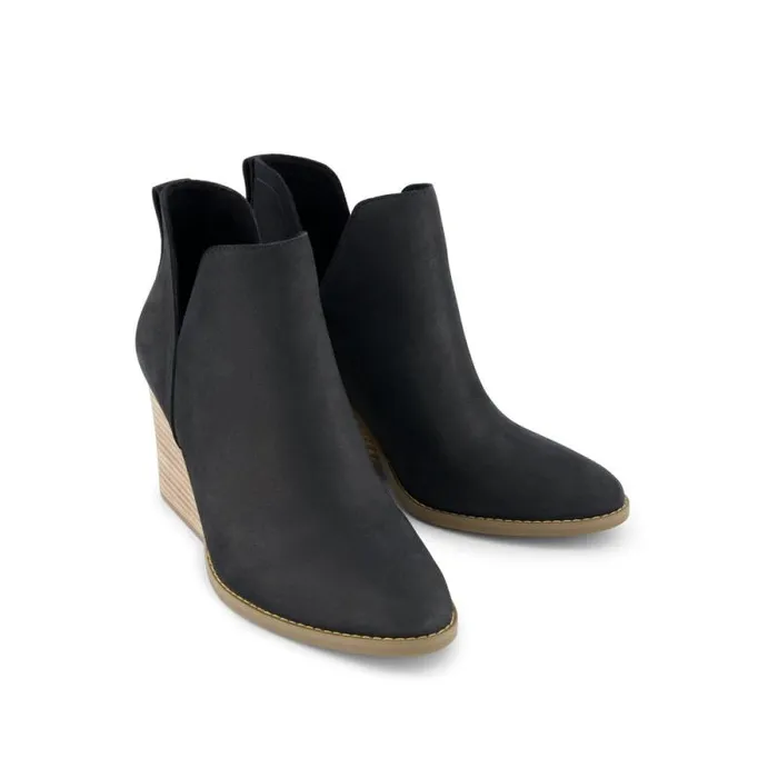 Toms Boots and Booties Eliza Heeled Boot Black Nubuck Leather 8211 Women