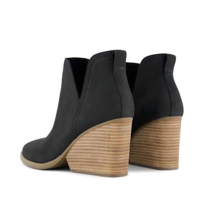 Toms Boots and Booties Eliza Heeled Boot Black Nubuck Leather 8211 Women