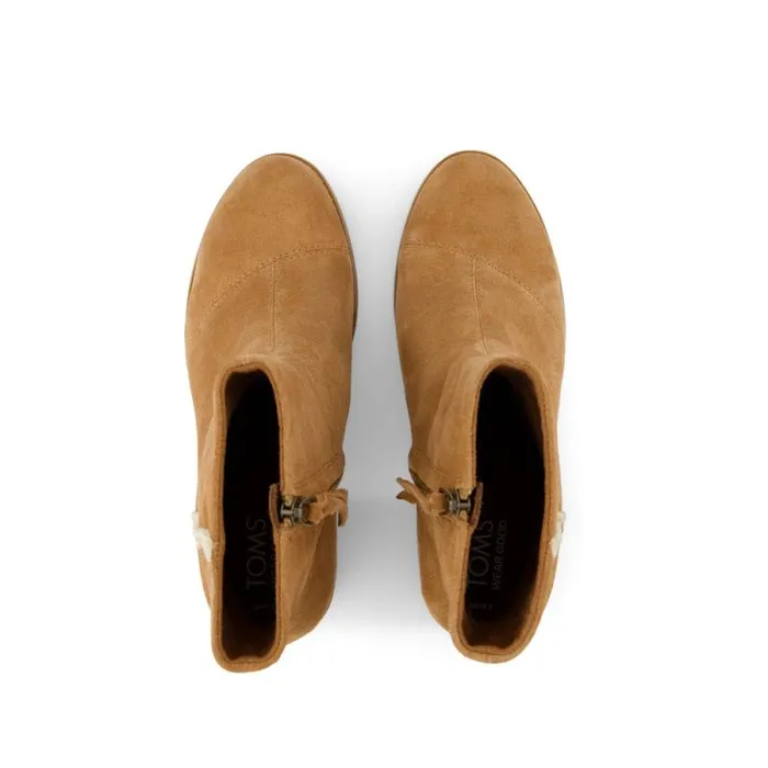Toms Boots and Booties Evelyn Heeled Boot Brown Suede Deco Stitch 8211 Women Toms Boots and Booties Evelyn Heeled Boot Brown Suede Deco Stitch 8211 Women
