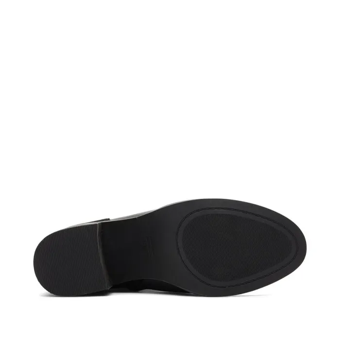 Toms Boots and Booties Evelyn Heeled Boot Leather Black Plush Foil 8211 Women