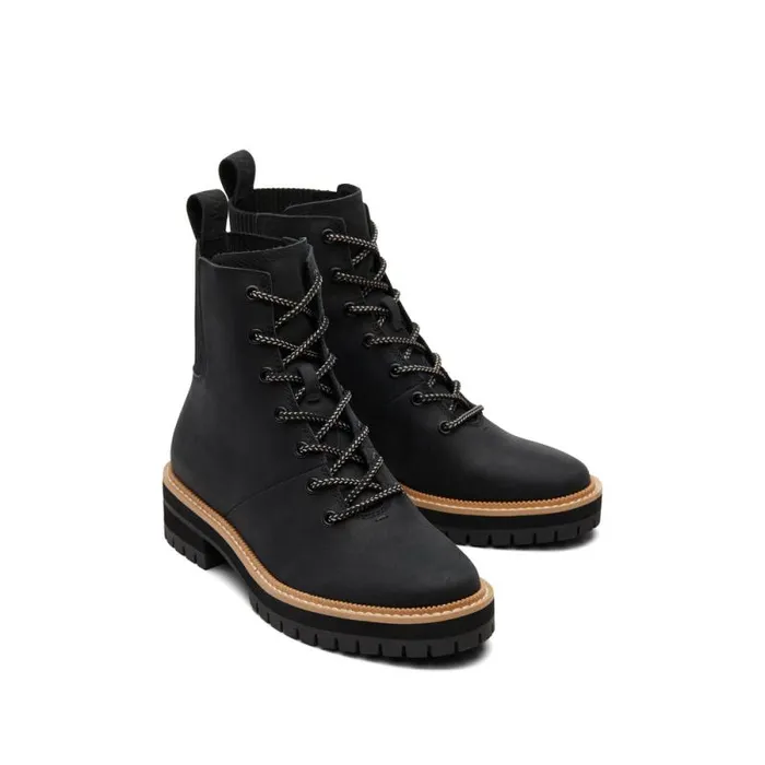 Toms Boots and Booties Frankie LaceUp Boot Water Resistant Black 8211 Women