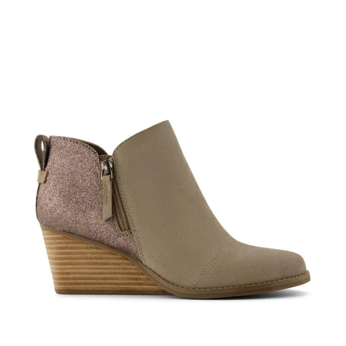 Toms Boots and Booties Goldie Wedge Boot Dune Suede With Rainbow Glitter 8211 Women